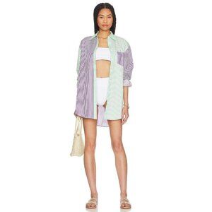 Solid & Striped Oxford Tunic Mint & Amethyst Stripe Womens Size XS